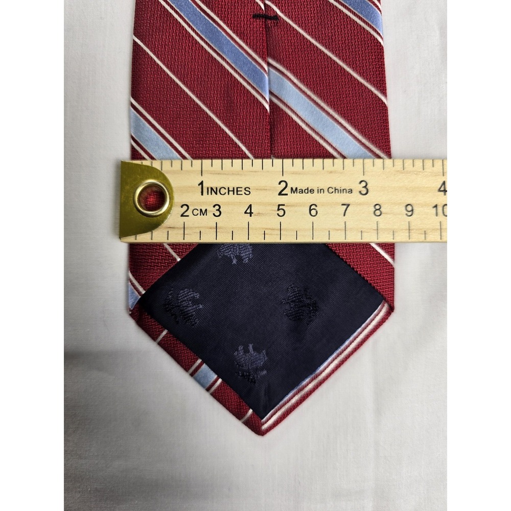 Brooks Brothers Tie Mens Burgundy Red Blue Striped Repp Necktie Classic Makers - Picture 5 of 5